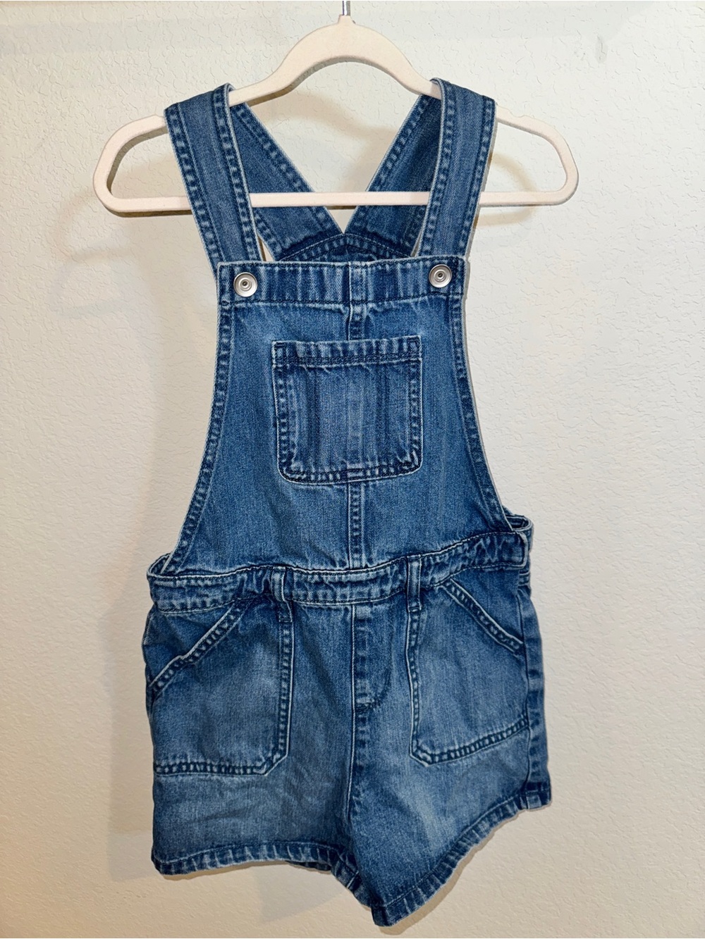 The Children's Place Blue Denim Shortalls with Front Bib Pocket